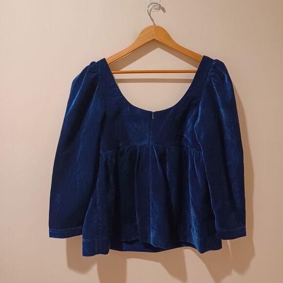 Tuckernuck Navy Velvet Blouse - Picture 7 of 9